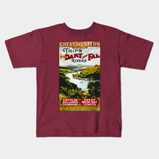 Vintage Travel Poster - Dart and Fal Rivers Kids T-Shirt